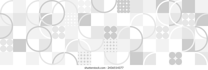 Seamless pattern for trendy white background for textile or wallpaper. Mosaic with gray texture of geometric shapes, template for web design.