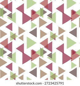 Padrão contínuo com impressão de arte decorativa triangular. Fundo de mosaico em arco-íris poligonal. Ilustração vetorial abstrata. Gráfico triangular Design geométrico padrão simples para tecido, papel de parede.