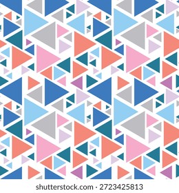 Padrão contínuo com impressão de arte decorativa triangular. Fundo de mosaico em arco-íris poligonal. Ilustração vetorial abstrata. Gráfico triangular Design geométrico padrão simples para tecido, papel de parede.