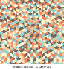 Padrão contínuo com impressão de arte decorativa triangular. Fundo de mosaico em arco-íris poligonal. Ilustração vetorial abstrata. Gráfico triangular Design geométrico padrão simples para tecido, papel de parede.