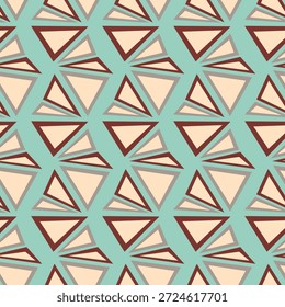 Padrão contínuo com impressão de arte decorativa triangular. Fundo de mosaico em arco-íris poligonal. Ilustração vetorial abstrata. Gráfico triangular Design geométrico padrão simples para tecido, papel de parede.