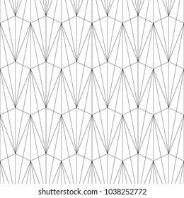 Seamless pattern with triangle shapes. Interlocking triangles tessellation background. Image with repeated triangular figures. Modern japanese motif. Grid wallpaper. Digital paper for print. Vector.