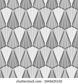 Seamless pattern with triangle shapes. Interlocking triangles tessellation background. Image with repeated triangular figures. Modern japanese motif. Tiles wallpaper. Digital paper for print. Vector.