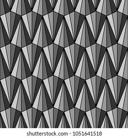 Seamless pattern with triangle shapes. Interlocking triangles tessellation background. Image with repeated triangular figures. Modern japanese motif. Tiles wallpaper. Digital paper for print. Vector.