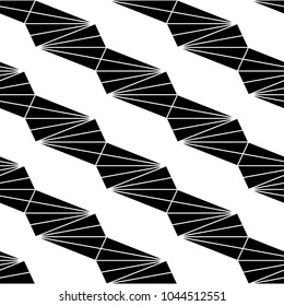 Seamless pattern with triangle shapes. Triangles background. Image with repeated triangular figures. Modern japanese motif. Grid wallpaper. Tiles illustration. Digital paper for print. Vector art.