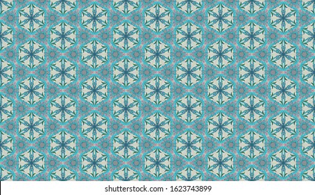 Seamless Pattern (Triangle shapes, White Star Light on Blue Textile, Wooden, Turkish Tiles Pattern)
