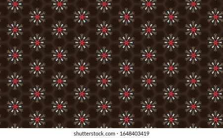 Seamless Pattern. Triangle shapes. White Star Light. Brown, Textile, Wooden, Turkish Tiles.