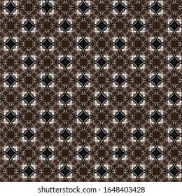 Seamless Pattern. Triangle shapes. White Star Light. Brown, Textile, Wooden, Turkish Tiles.