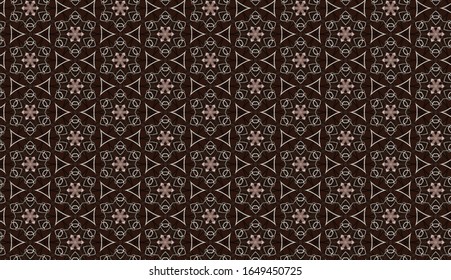 Seamless Pattern. Triangle shapes. White Star Light.  Textile, Brown, Wooden, Turkish Tiles.