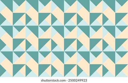 seamless pattern with triangles, abstract triangle geometric beige green and blue background patch work seamless repeat style, turbine replete image design for fabric printing