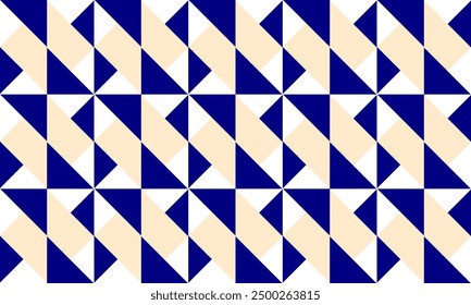 seamless pattern with triangles, abstract triangle geometric beige white and blue background patch work seamless repeat style, turbine replete image design for fabric printing