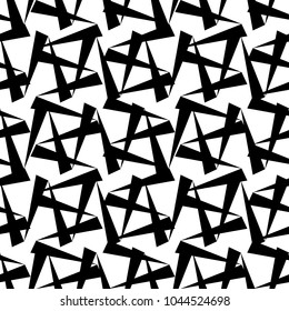 Seamless pattern with triangles abstract. Triangular shapes ornament. Triangle figures background. Repeated polygons wallpaper. Triangles image. Digital paper, textile print, web design. Vector art.
