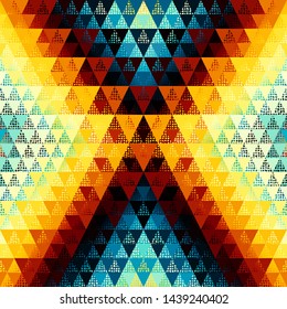 Seamless pattern of a triangles.. Aztec ornament. Vector image.