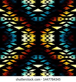 Seamless pattern of a triangles.. Aztec ornament. Vector image.