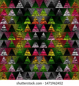 Seamless pattern of a triangles.. Aztec ornament. Vector image.
