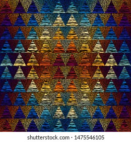 Seamless pattern of a triangles.. Aztec ornament. Vector image.
