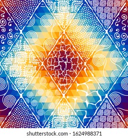 Seamless pattern of a triangles.. Aztec ornament. Vector image. Seamless pattern.