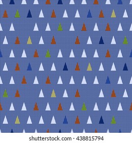 Seamless pattern with triangles in checkered background. Abstract background.  