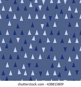 Seamless pattern with triangles in checkered background. Abstract background.  