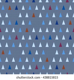 Seamless pattern with triangles in checkered background. Abstract background.  