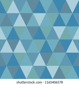 Seamless pattern of triangles of cold winter shades. Simple forms.