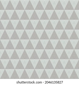 Seamless pattern of triangles. Dots and line vintage triangle pattern. Grey and green Vector illustration.