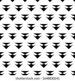 Seamless pattern. Triangles, figures ornament. Simple shapes wallpaper. Ethnic motif. Forms background. Geometric backdrop. Digital paper, textile print, web design, abstract. Vector artwork