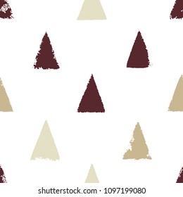 Seamless pattern with triangles. Forms printed in ink. Hand drawn. 