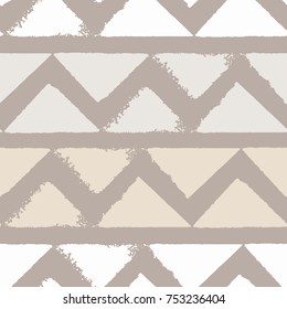 Seamless pattern with triangles. Forms printed in ink. Hand drawn. 