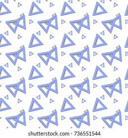 Seamless pattern with triangles of fresh blue on a white background. Vector repeating texture.