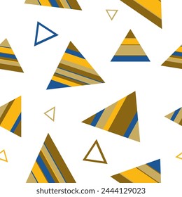 Seamless pattern of triangles. Geometric triangles. Bright seamless pattern. Design of fabric, wallpaper, wrapping paper. Vector