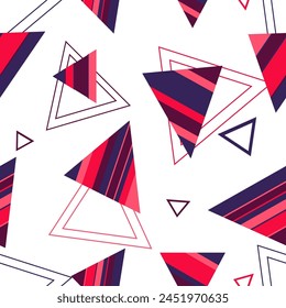Seamless pattern of triangles. Geometric triangles. Bright seamless pattern. Design of fabric, wallpaper, wrapping paper. Vector