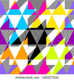 Seamless pattern. Pattern of triangles in geometric collage style. Vector image.