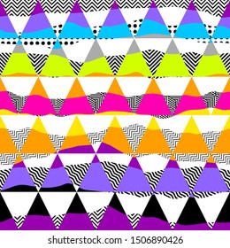 Seamless pattern. Pattern of triangles in geometric collage style. Vector image.