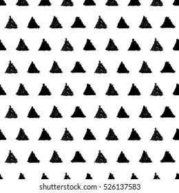 Seamless pattern with triangles. Hand painted pastel crayon. Grunge background. Design element for wallpapers, invitations, birthday card, scrapbooking, fabric print etc. Vector illustration.
