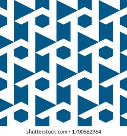 Seamless pattern. Triangles, hexagons, figures ornament. Folk wallpaper. Ethnic motif. Simple shapes background. Geometric backdrop. Digital paper, textile print, web design, abstract.