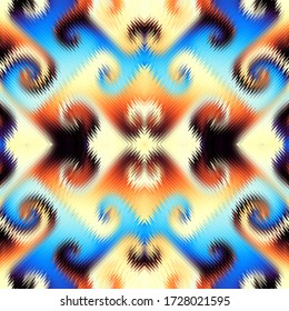 Seamless pattern of a triangles.. Imitation of abstract ornamental carpet texture.. Vector image.