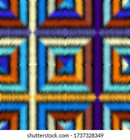 Seamless pattern of a triangles.. Imitation of abstract ornamental carpet texture.. Vector image.