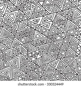 Seamless pattern from triangles,  Irregular abstract linear grid. Graphical hand drawn background. vector