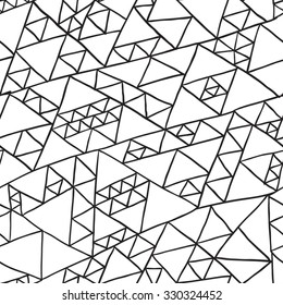 Seamless pattern from triangles,  Irregular abstract linear grid. Graphical hand drawn background. vector
