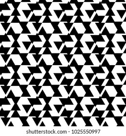 seamless pattern with triangles and lines. Black and white abstract pattern of triangles