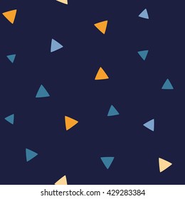 Seamless pattern with triangles on a dark background. Vector repeating texture.