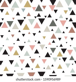 Seamless pattern with triangles on a white background, scandinavian style vector texture