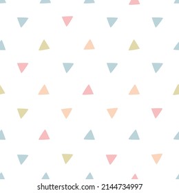 Seamless pattern triangles. Pattern on a white background. Simple design. Seamless geometric pattern. For wallpaper, notebook cover, phone case, fabric printing, children's clothing. Vector.