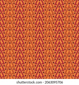 Seamless pattern. Triangles ornament. Arrows backdrop. Triangular shapes wallpaper. Geometric background. Ethic motif. Digital paper. Geometrical web designing. Mosaic textile print. Vector art