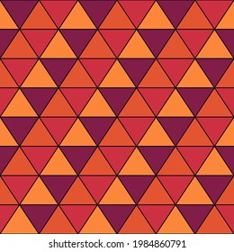 Seamless pattern. Triangles ornament. Tiles backdrop. Triangular shapes wallpaper. Geometric background. Ethic motif. Digital paper. Geometrical web designing. Mosaic textile print. Vector