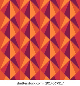 Seamless pattern. Triangles ornament. Tiles backdrop. Triangular shapes wallpaper. Geometric background. Ethic motif. Digital paper. Geometrical web designing. Mosaic textile print. Vector art