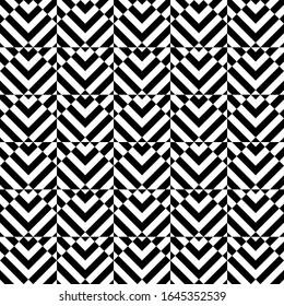 Seamless pattern. Triangles, polygons, curves ornament. Chevrons, quadrangular, triangular shapes backdrop. Folk wallpaper. Figures background. Tribal motif. Ethnic mosaic. Textile print, abstract.
