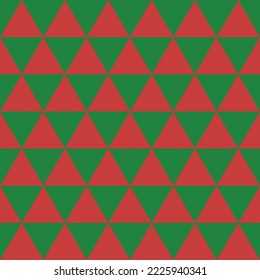 Seamless pattern with triangles. Red and green triangle pattern. Christmas trees or Scottish variant.