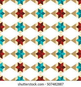 Seamless pattern with triangles and rhombuses. Ethnic style.